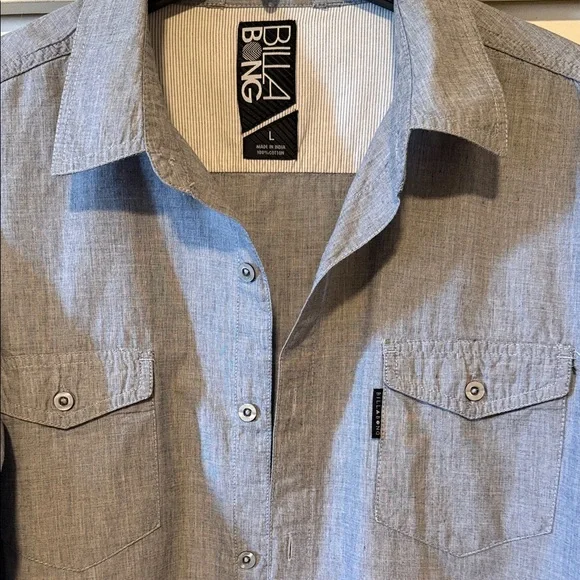 Billabong Men's Gray Casual Button Down Shirt - Picture 1 of 6